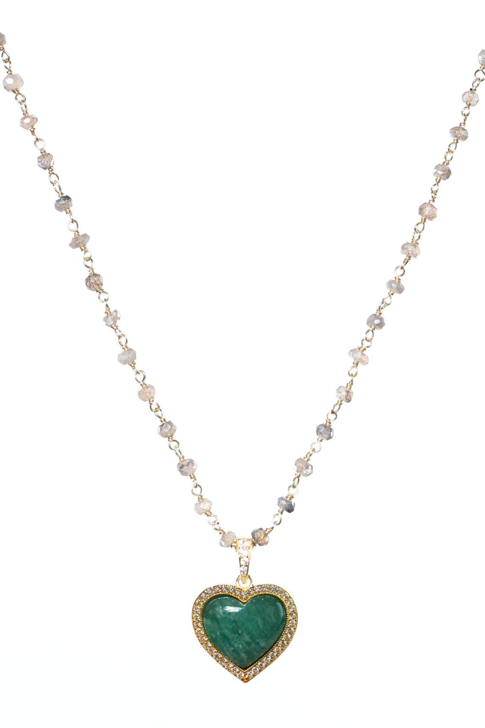 rachel reinhardt green quartz heart necklace