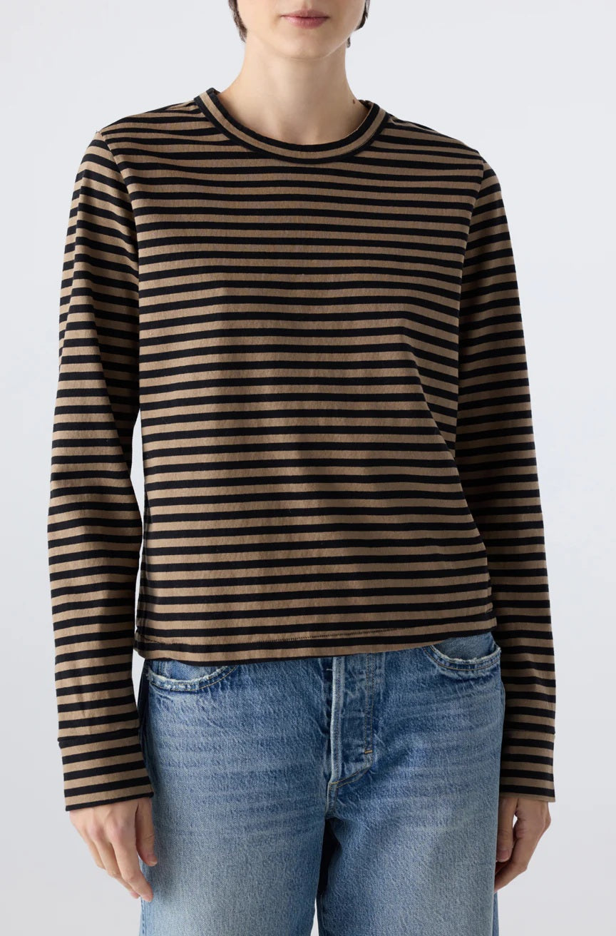 amo long sleeve love tee black sand stripe