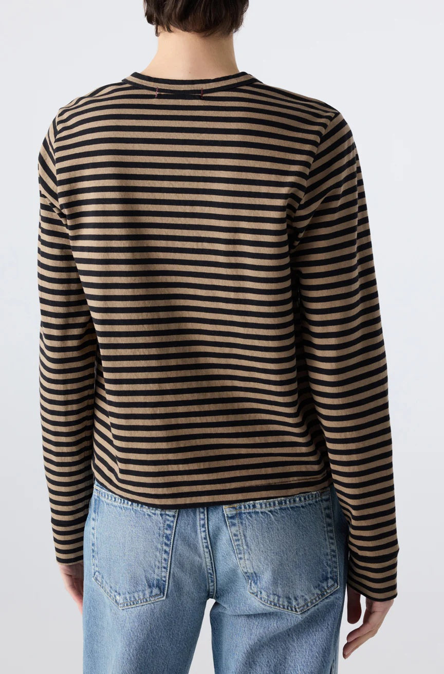 amo long sleeve love tee black sand stripe