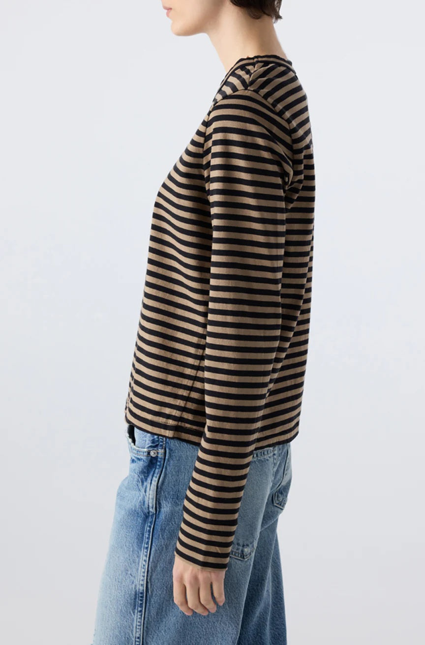 amo long sleeve love tee black sand stripe