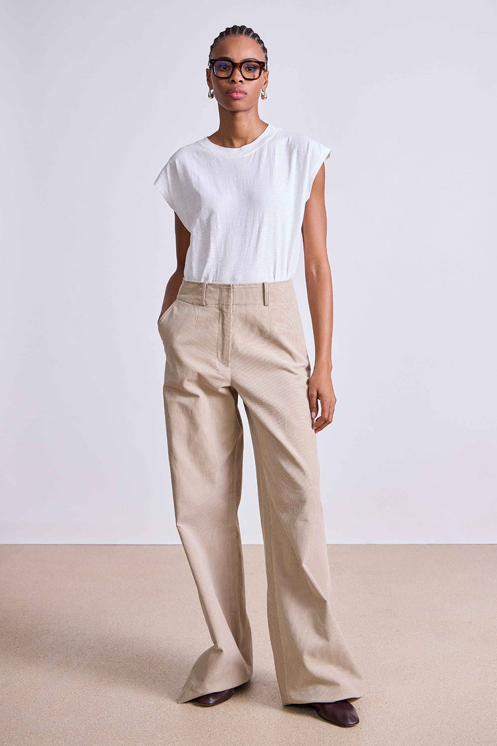 apiece apart adi trouser sand stone corduroy