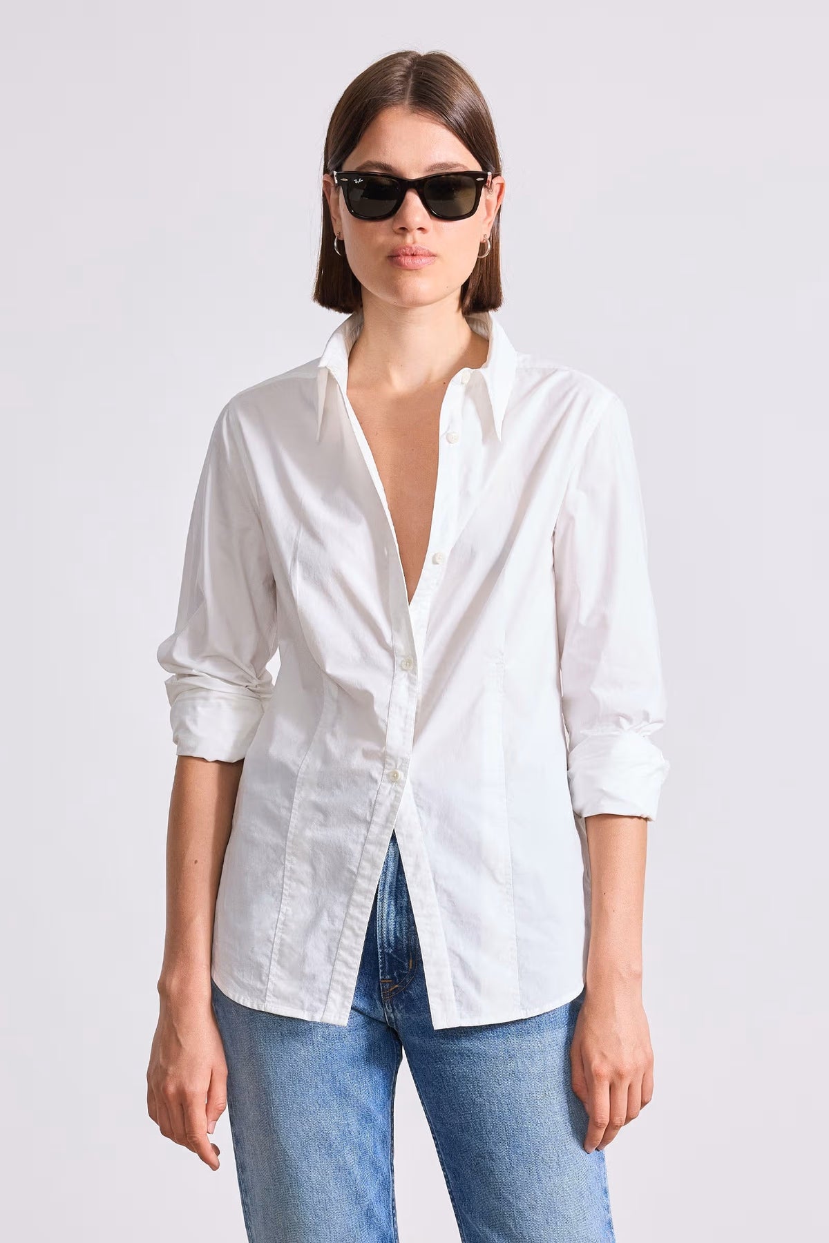 apiece apart amine fitted shirt cream