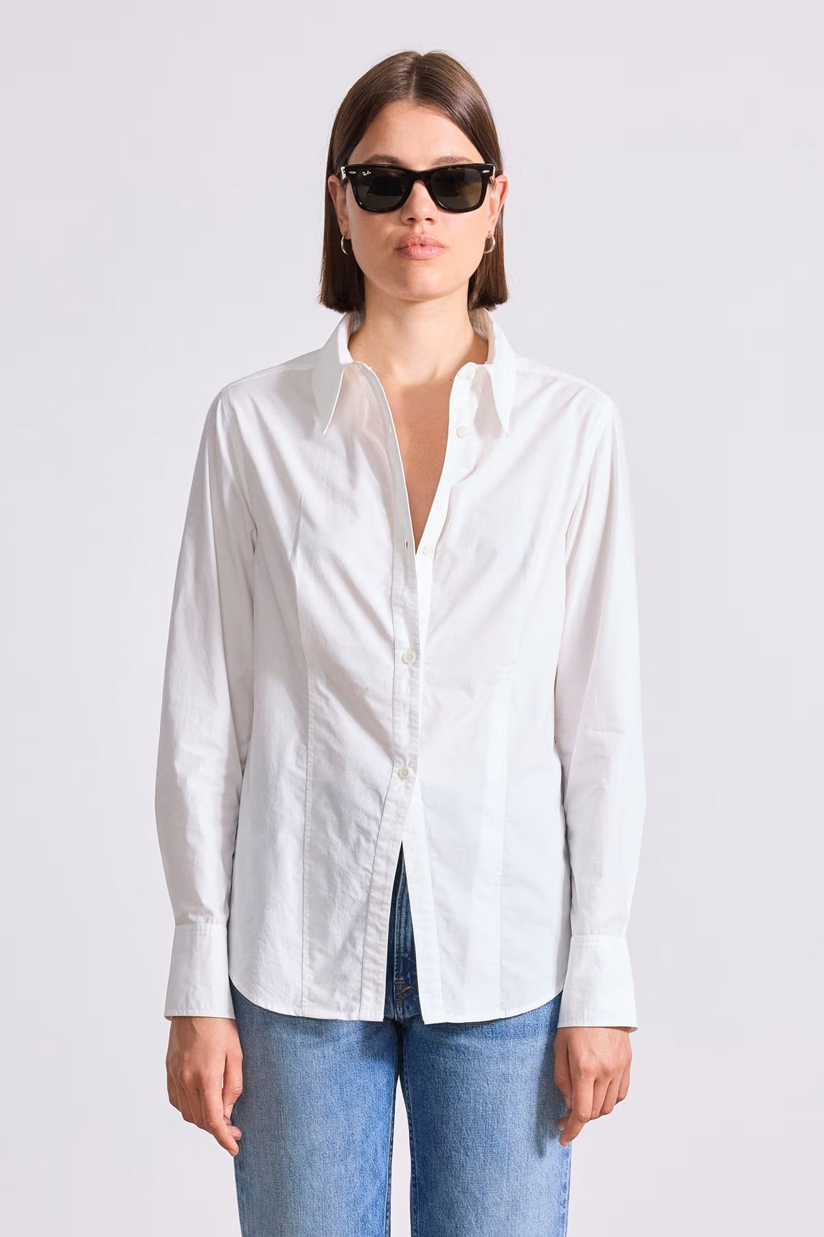 apiece apart amine fitted shirt cream
