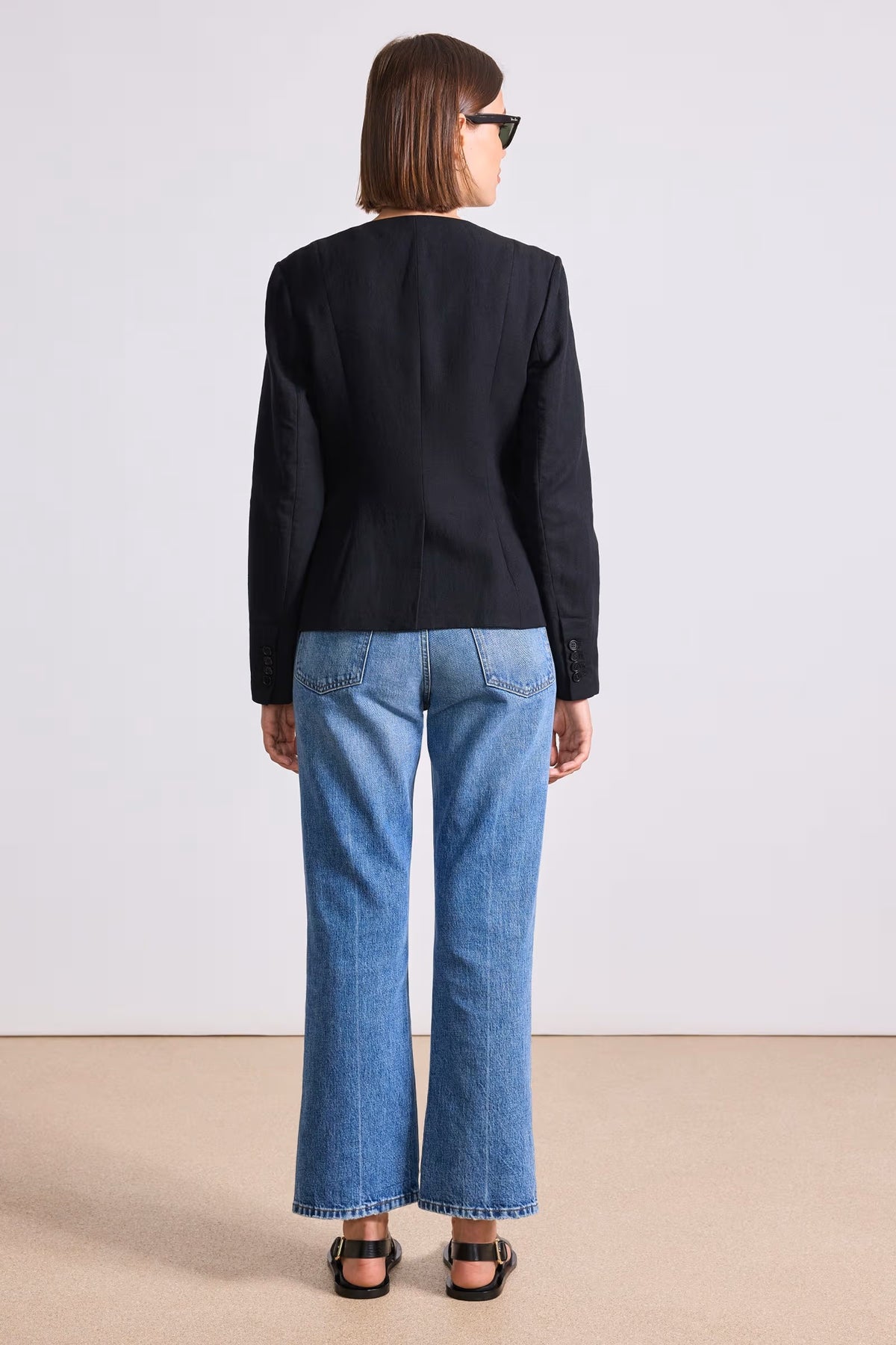 apiece apart asma blazer top black