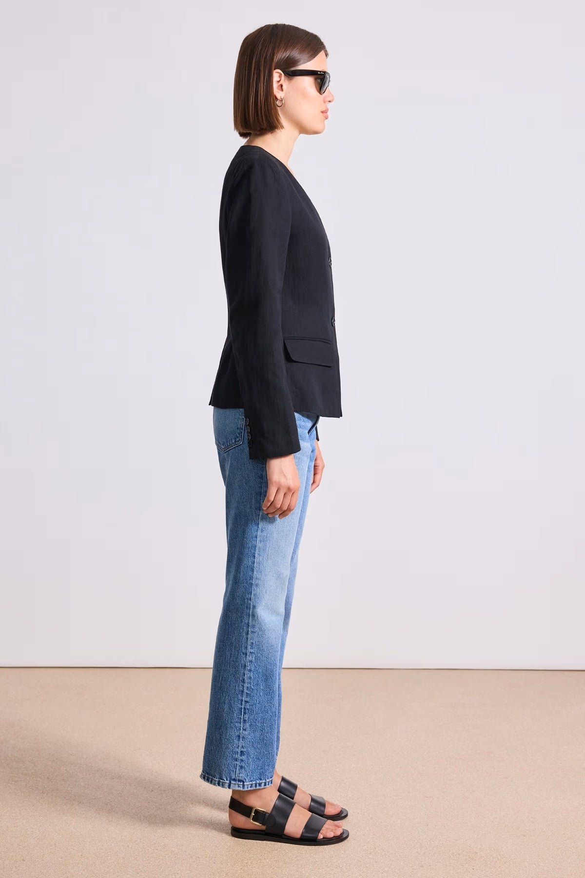 apiece apart asma blazer top black