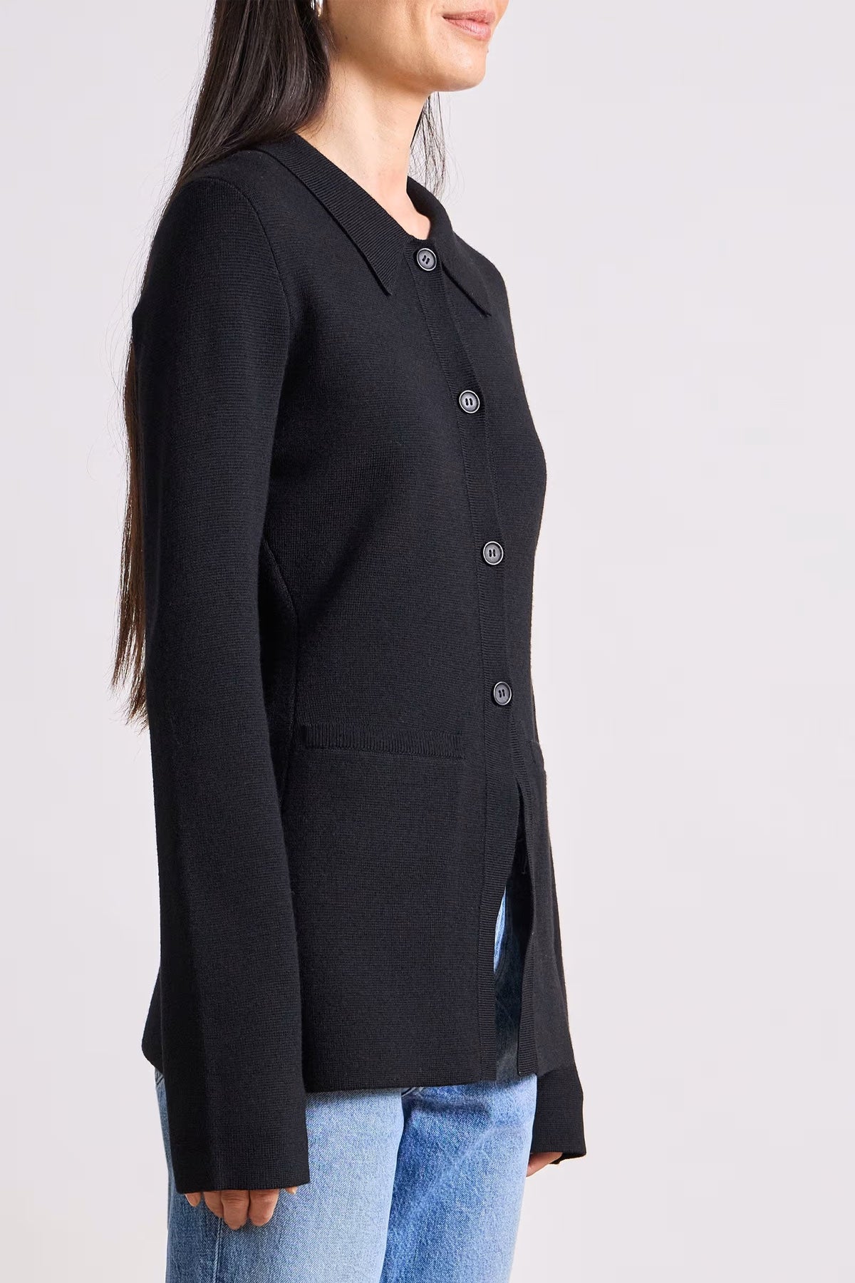 apiece apart betti knit cardi black