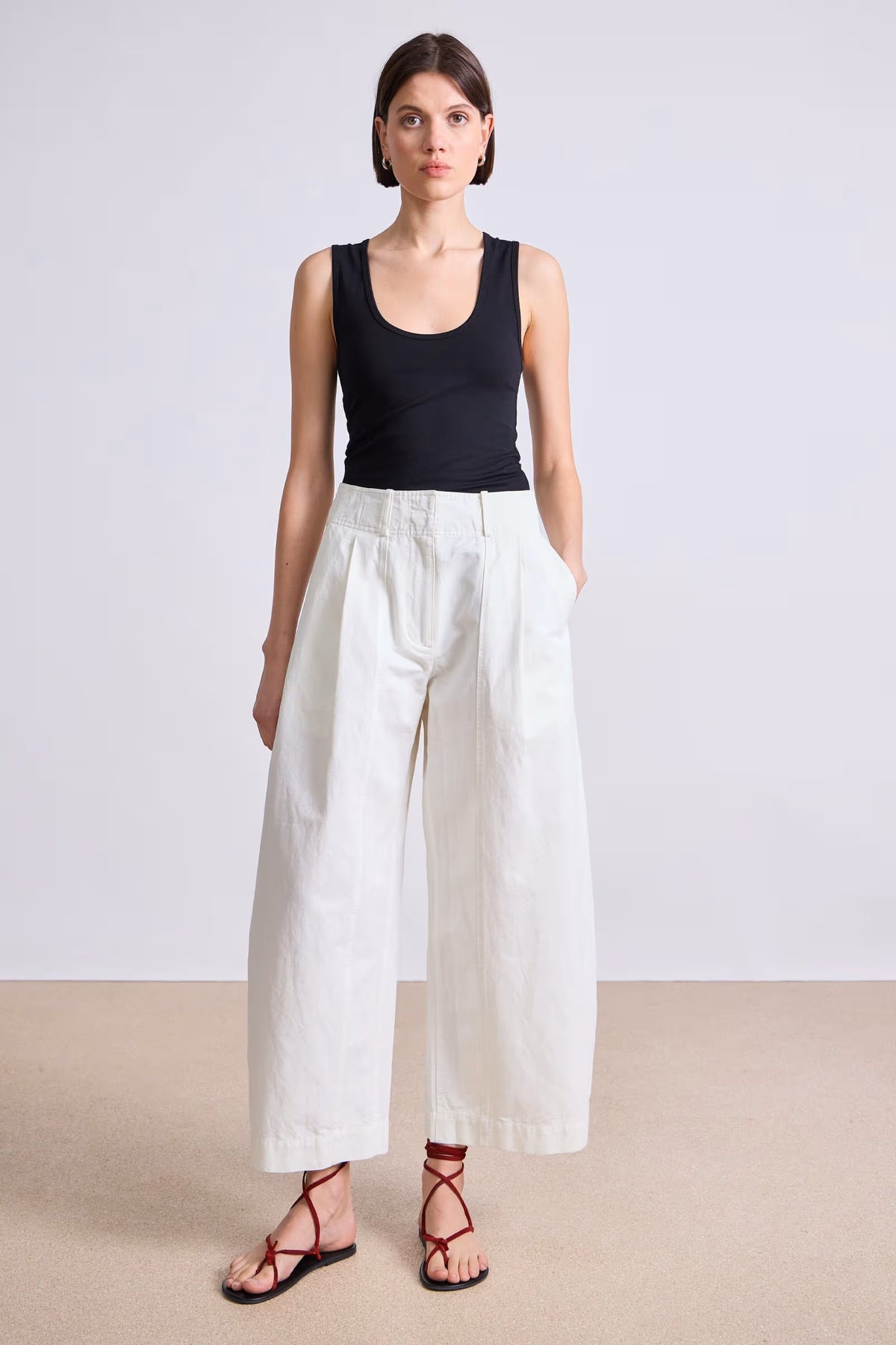 apiece apart cropped cybil trouser cream