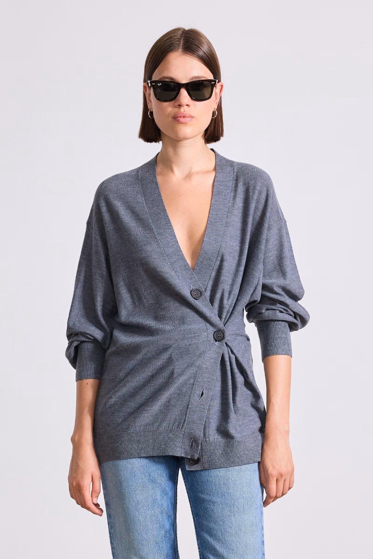 apiece apart drippy tissue cardigan grey