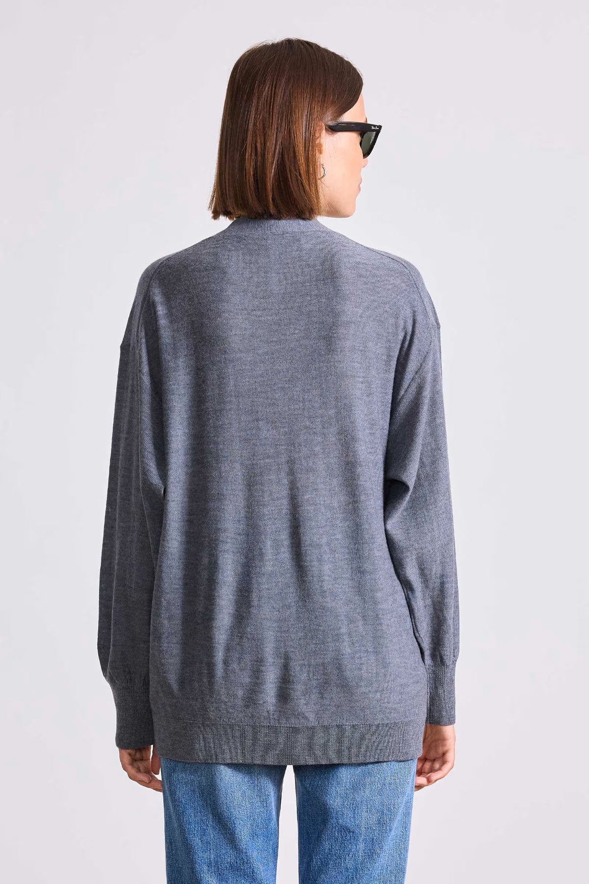 apiece apart drippy tissue cardigan grey