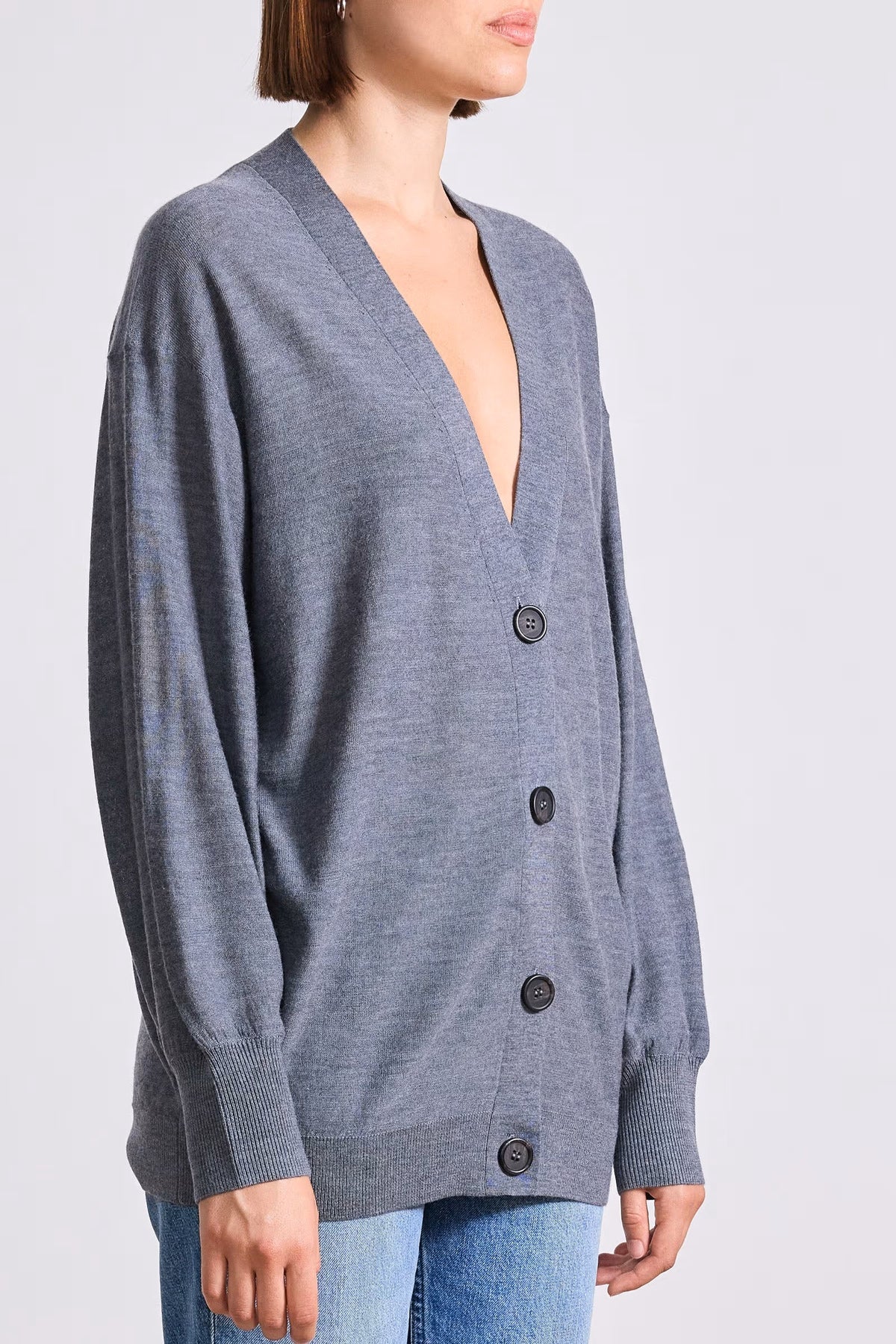 apiece apart drippy tissue cardigan grey