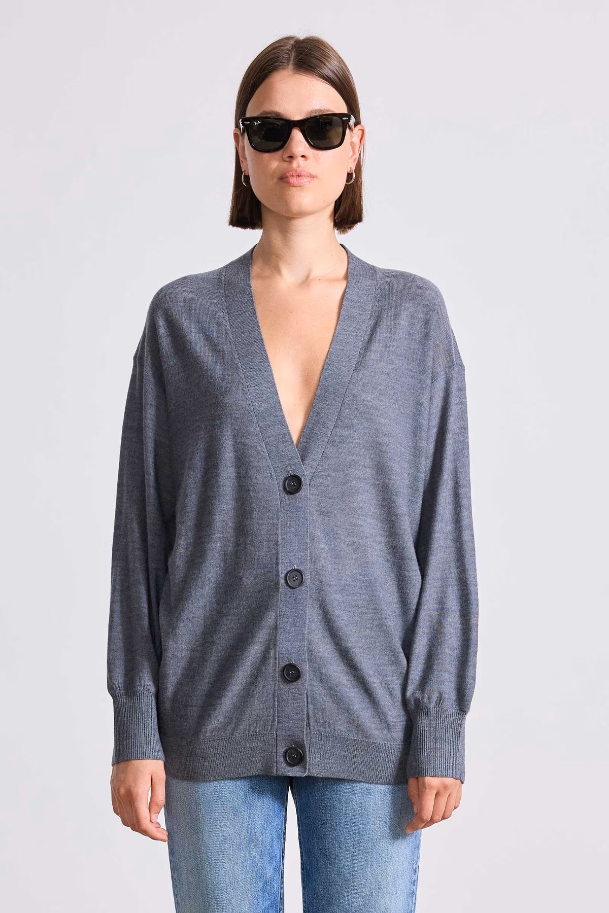 apiece apart drippy tissue cardigan grey