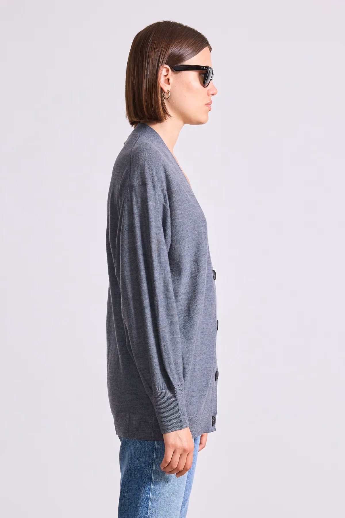 apiece apart drippy tissue cardigan grey