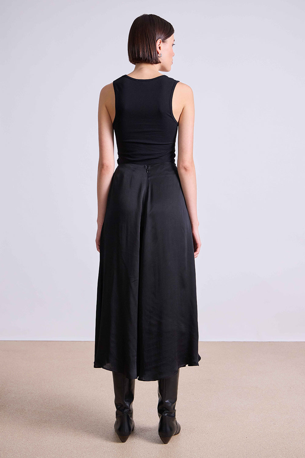 apiece apart primavera drape skirt black
