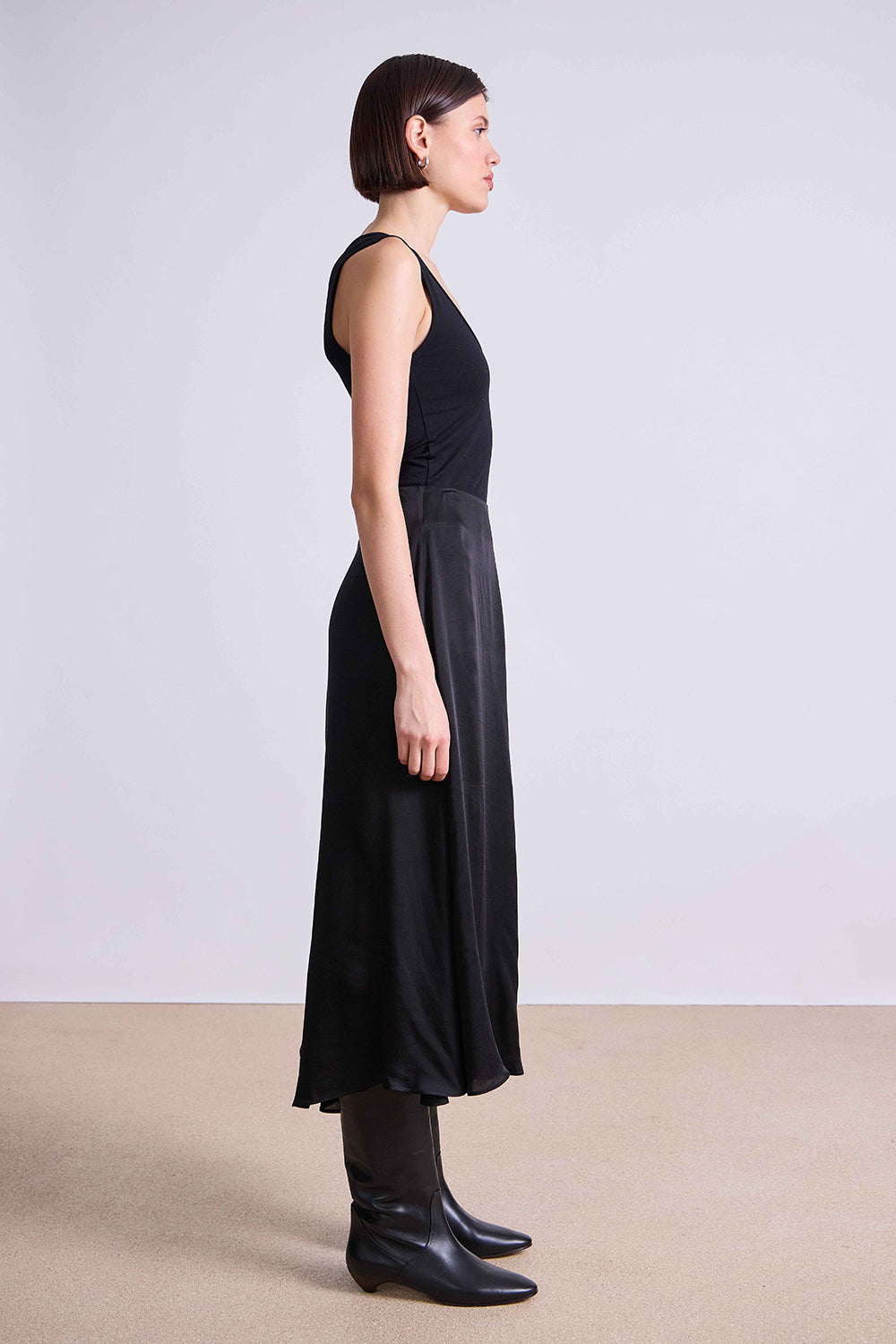 apiece apart primavera drape skirt black