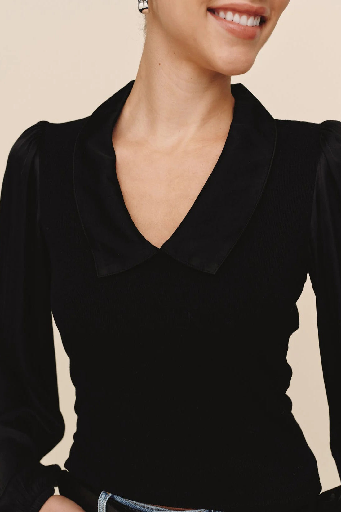 bella dahl collared v-neck black