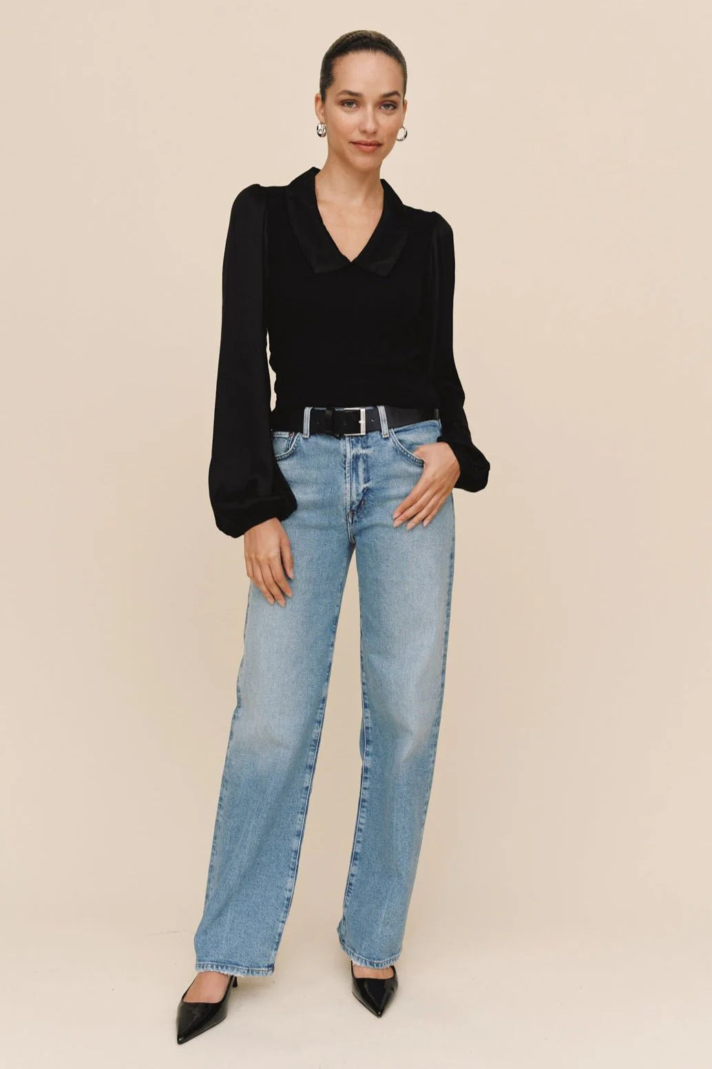 bella dahl collared v-neck black