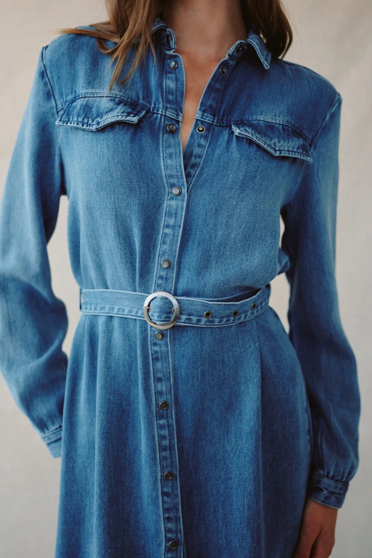 bella dahl flap pocket belted shirt dress medium vintage wash