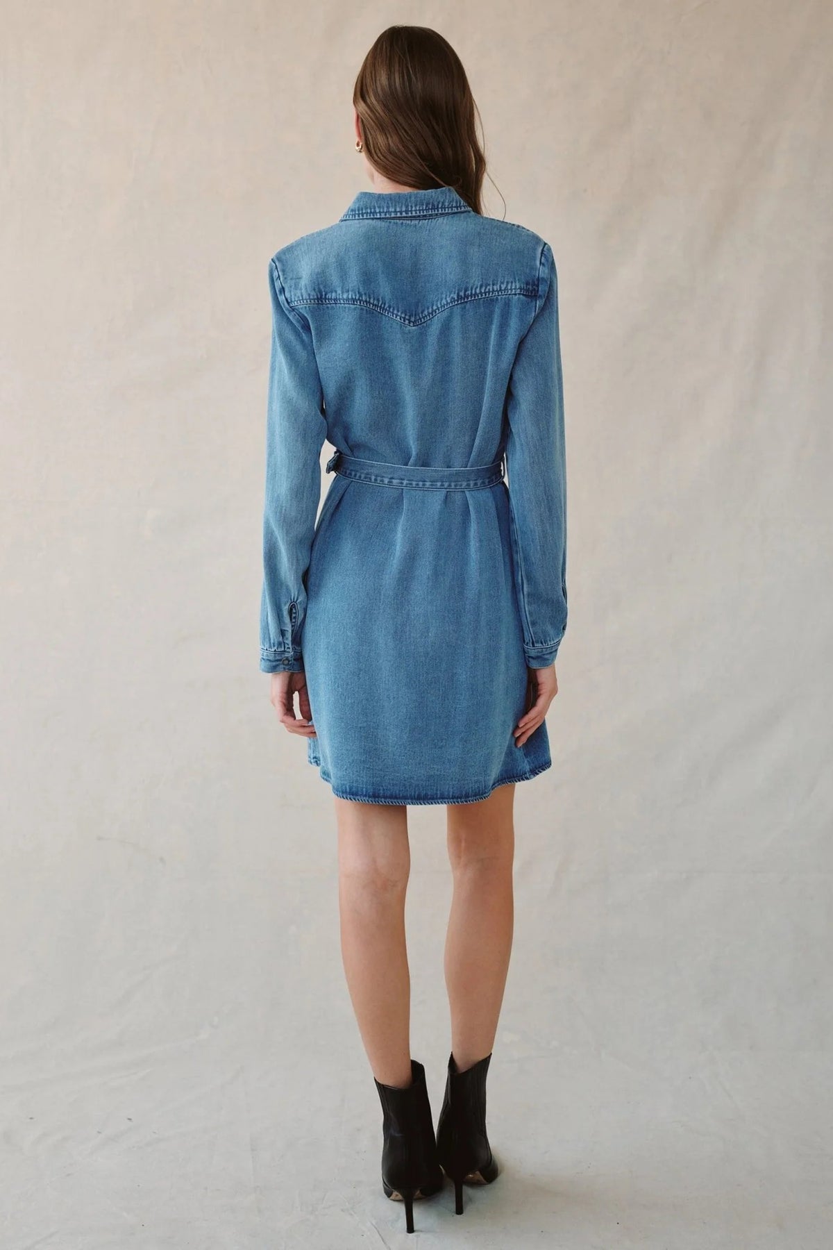 bella dahl flap pocket belted shirt dress medium vintage wash