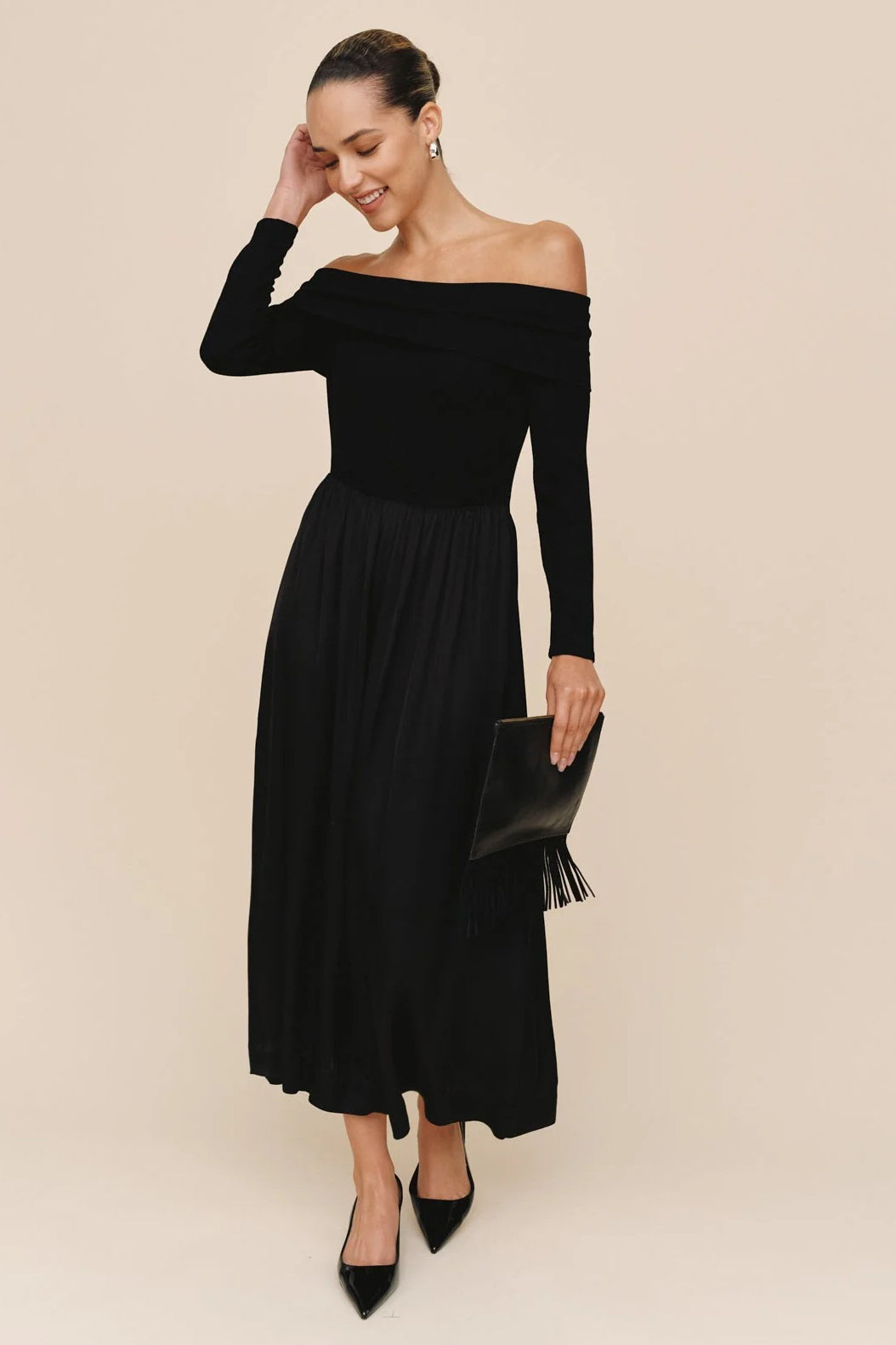 bella dahl off shoulder dress black