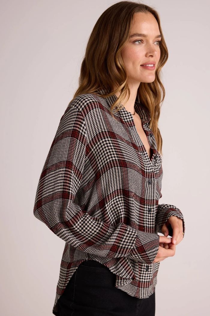 bella dahl pocket shirt tail button down winter glen plaid