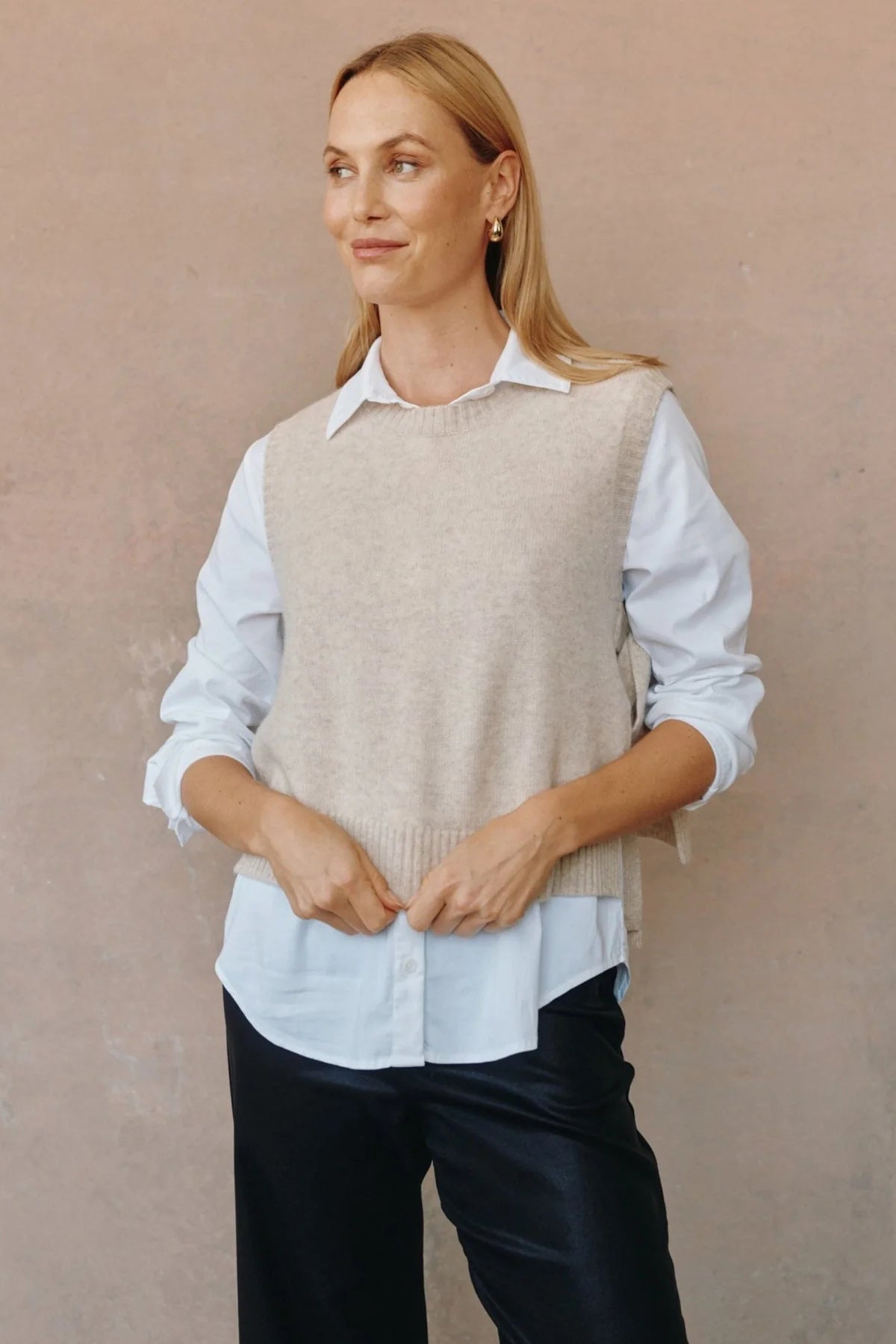 bella dahl side tie vest ivory oat