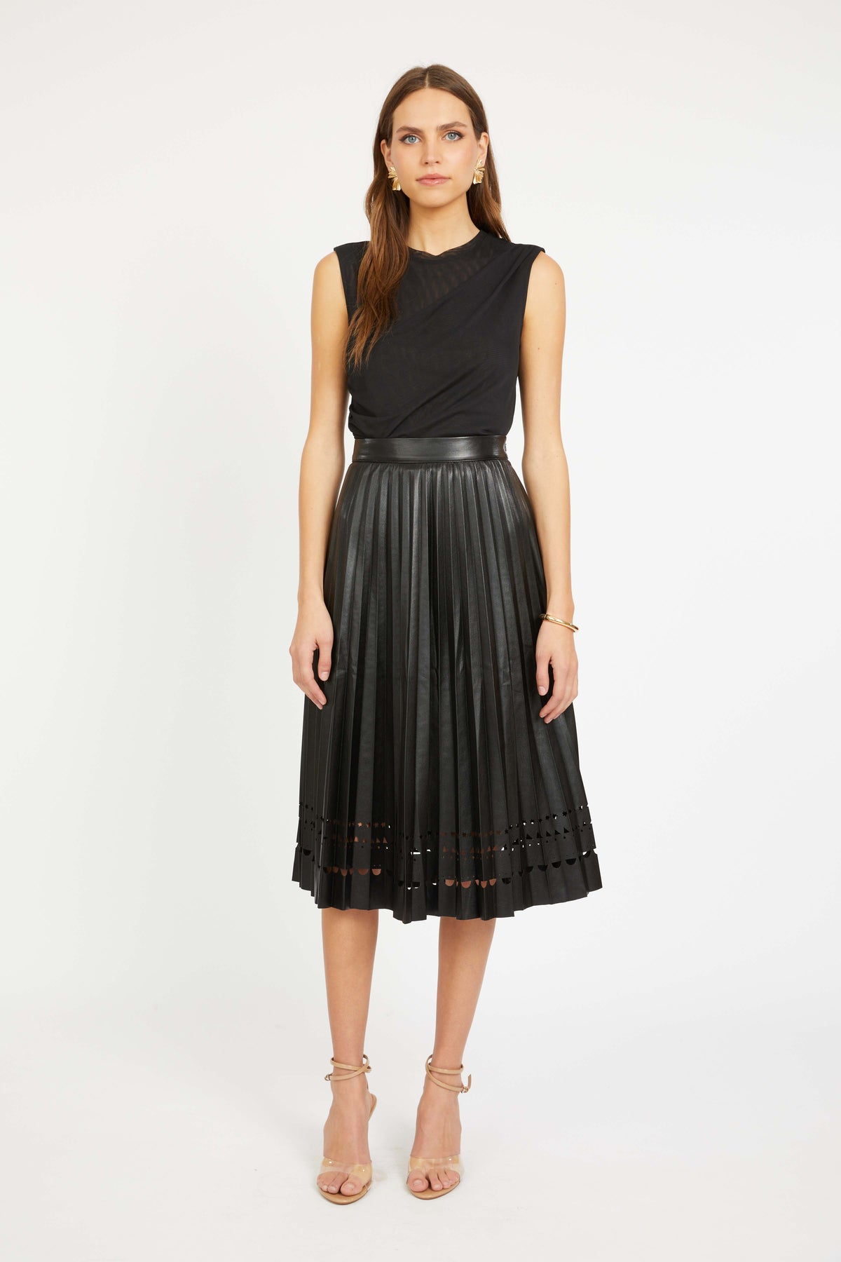 caballero alana skirt black vegan leather