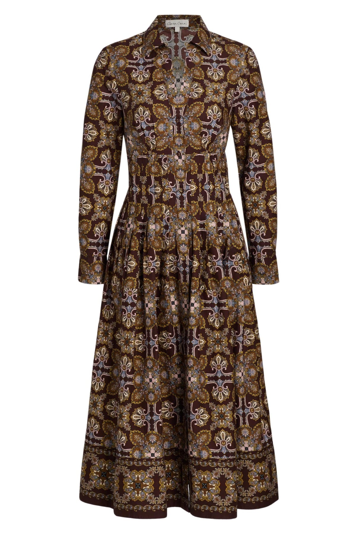 cara cara cameron dress vintage tile brown