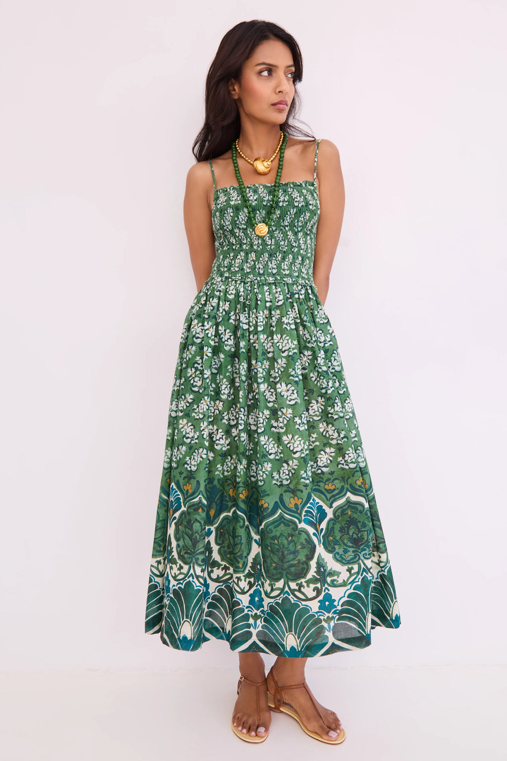 cara cara green and white dress carmen m / samara Girls' Christmas Party Dress Fabric Quantity:Full piece - 10 metres / 11 yards Made from cotton Ettie Long Sleeve Midi