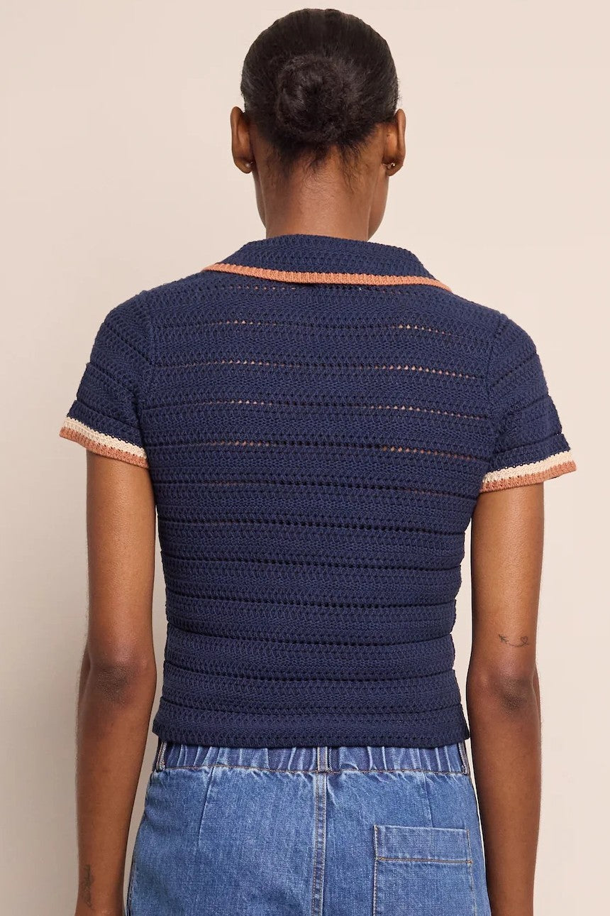 cara cara lydia top navy crochet