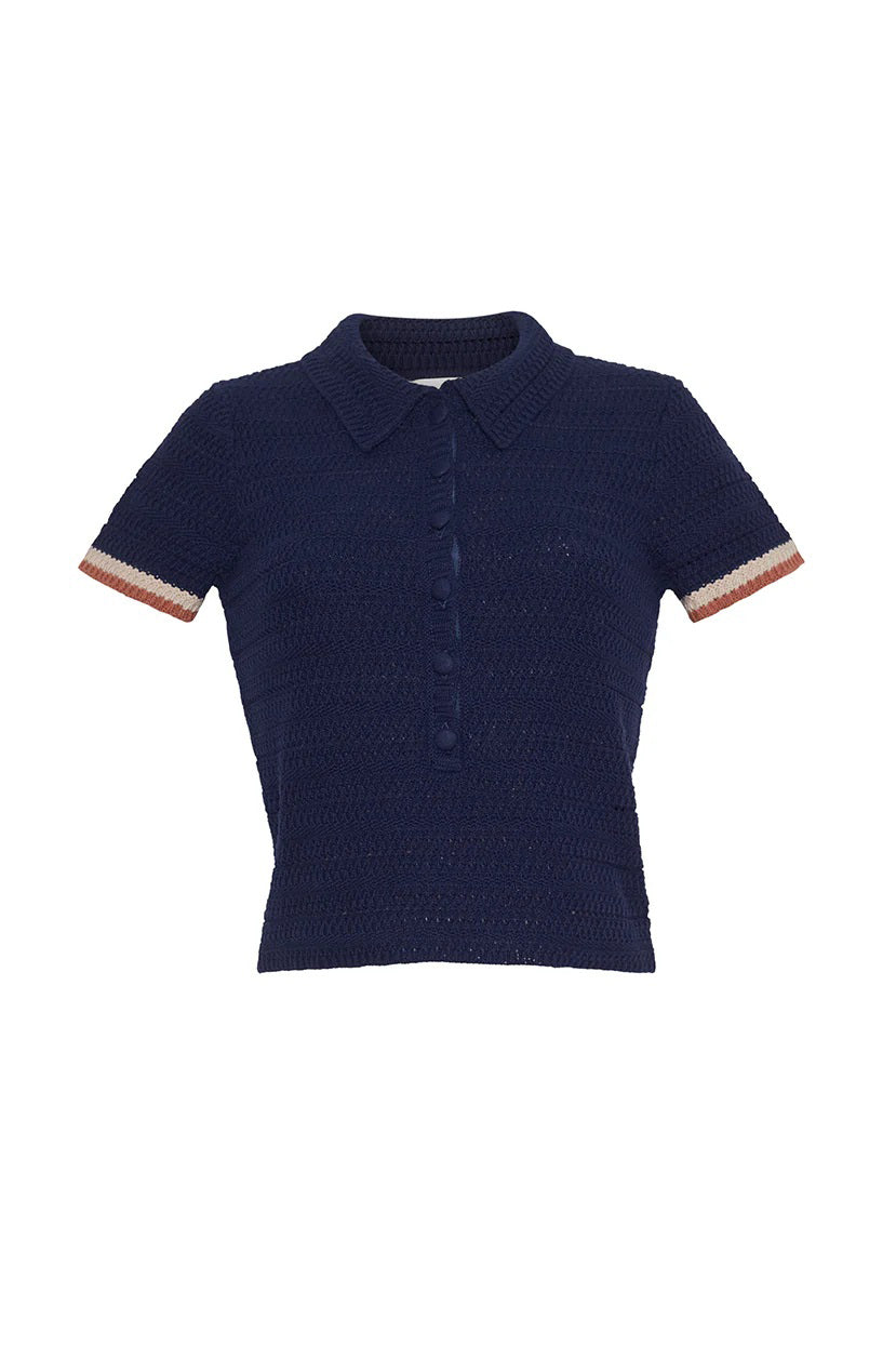 cara cara lydia top navy crochet
