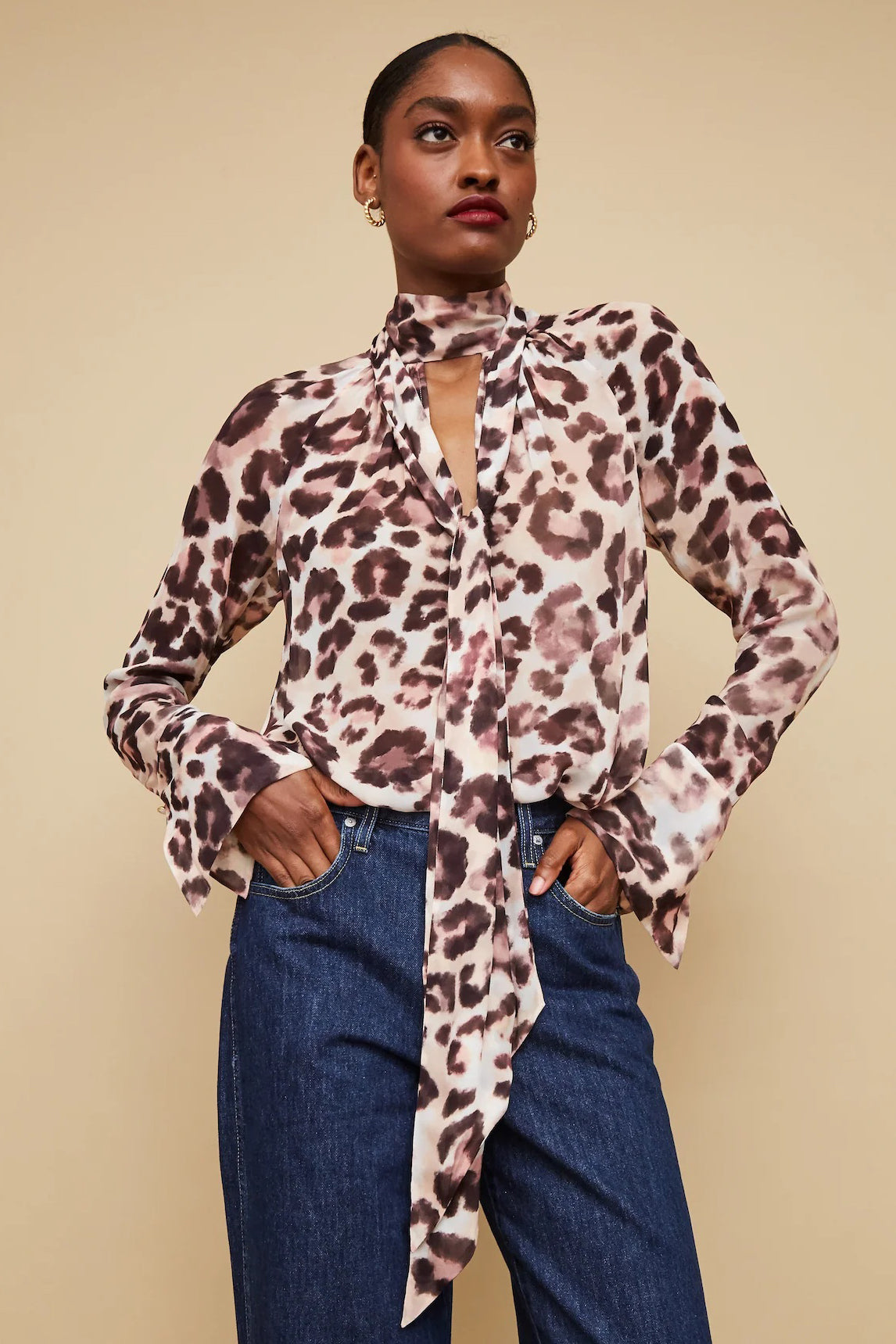 cara cara sundance top abstract cheetah ivory