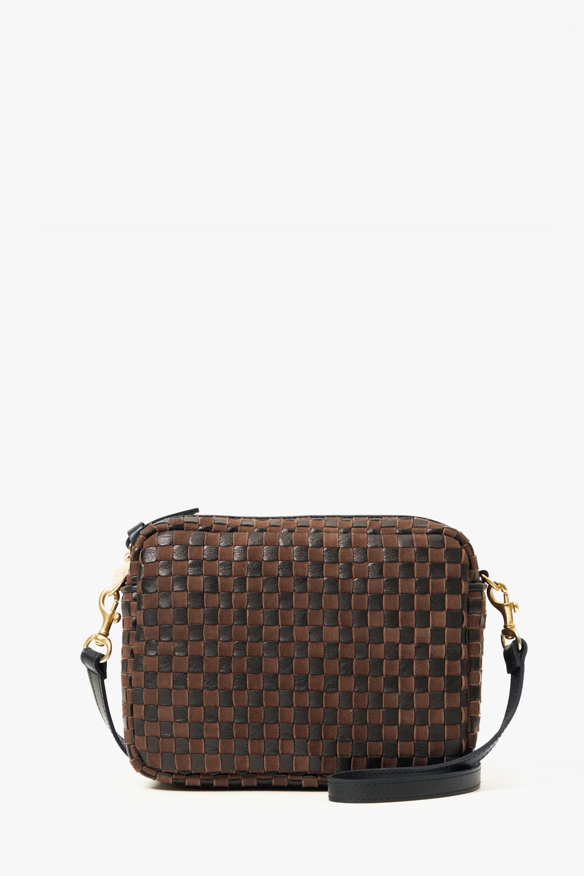 clare v. midi sac black chocolate woven checker
