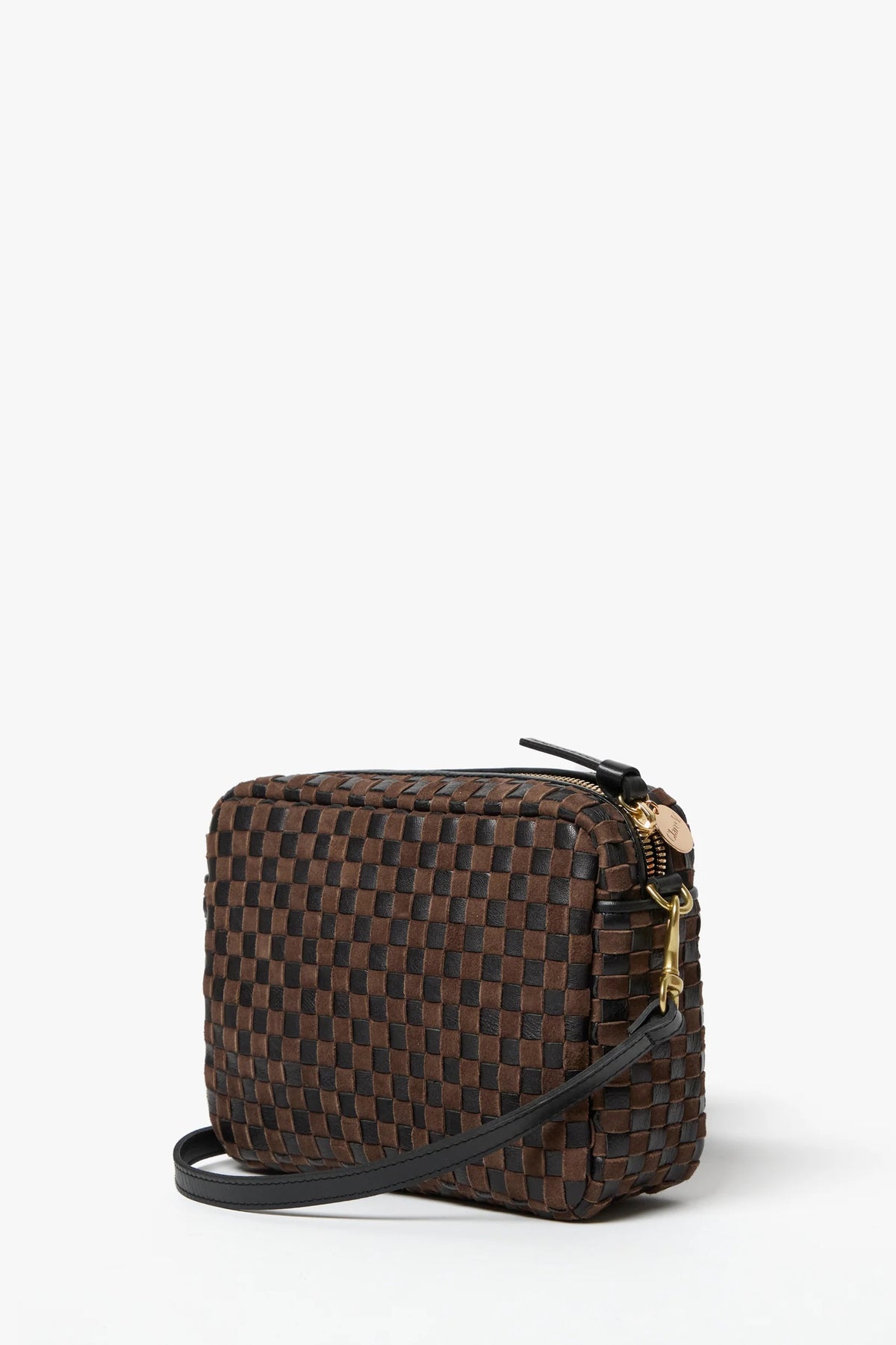 clare v. midi sac black chocolate woven checker