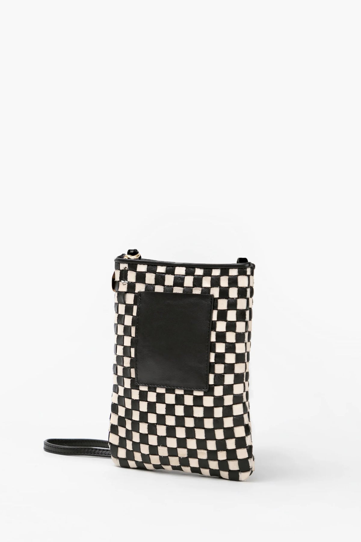 clare v. poche black and cream woven checker