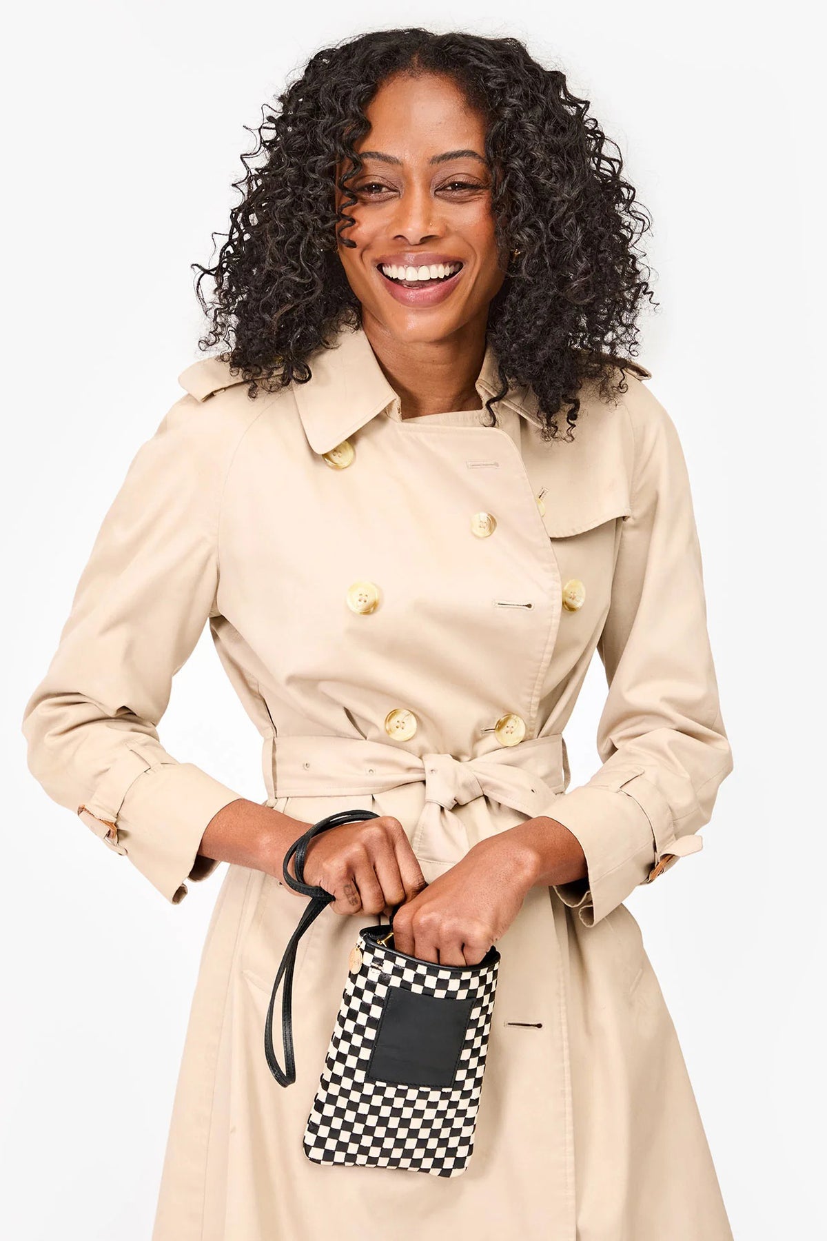 clare v. poche black and cream woven checker