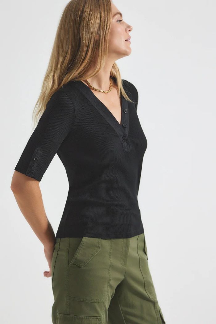 derek lam 10 crosby adrian mixed media tee black