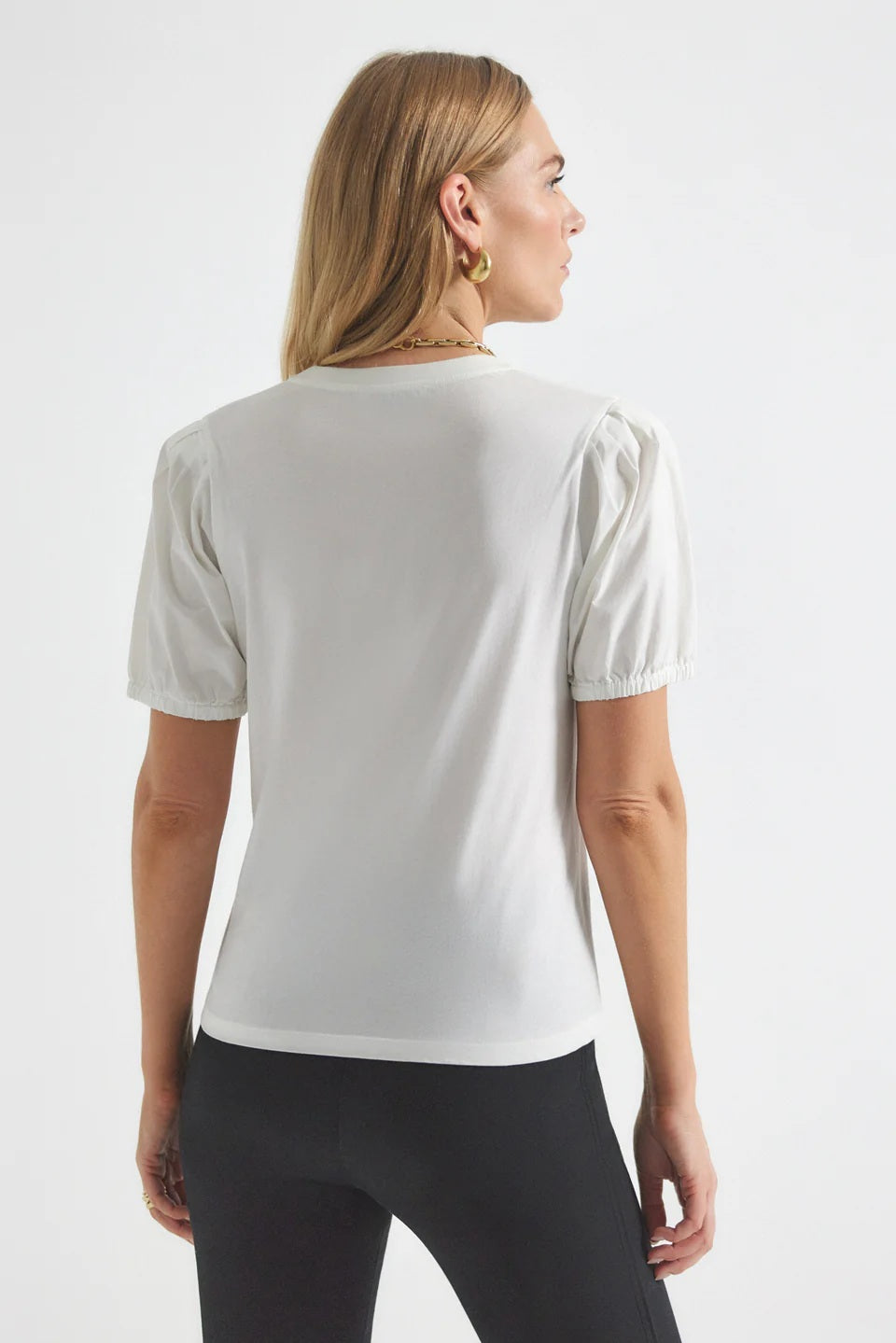 derek lam 10 crosby eva puff sleeve tee white