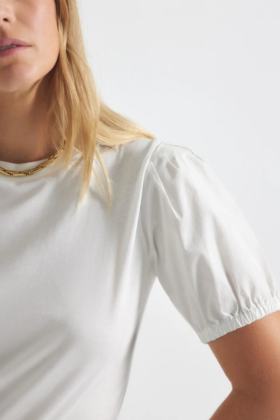 derek lam 10 crosby eva puff sleeve tee white