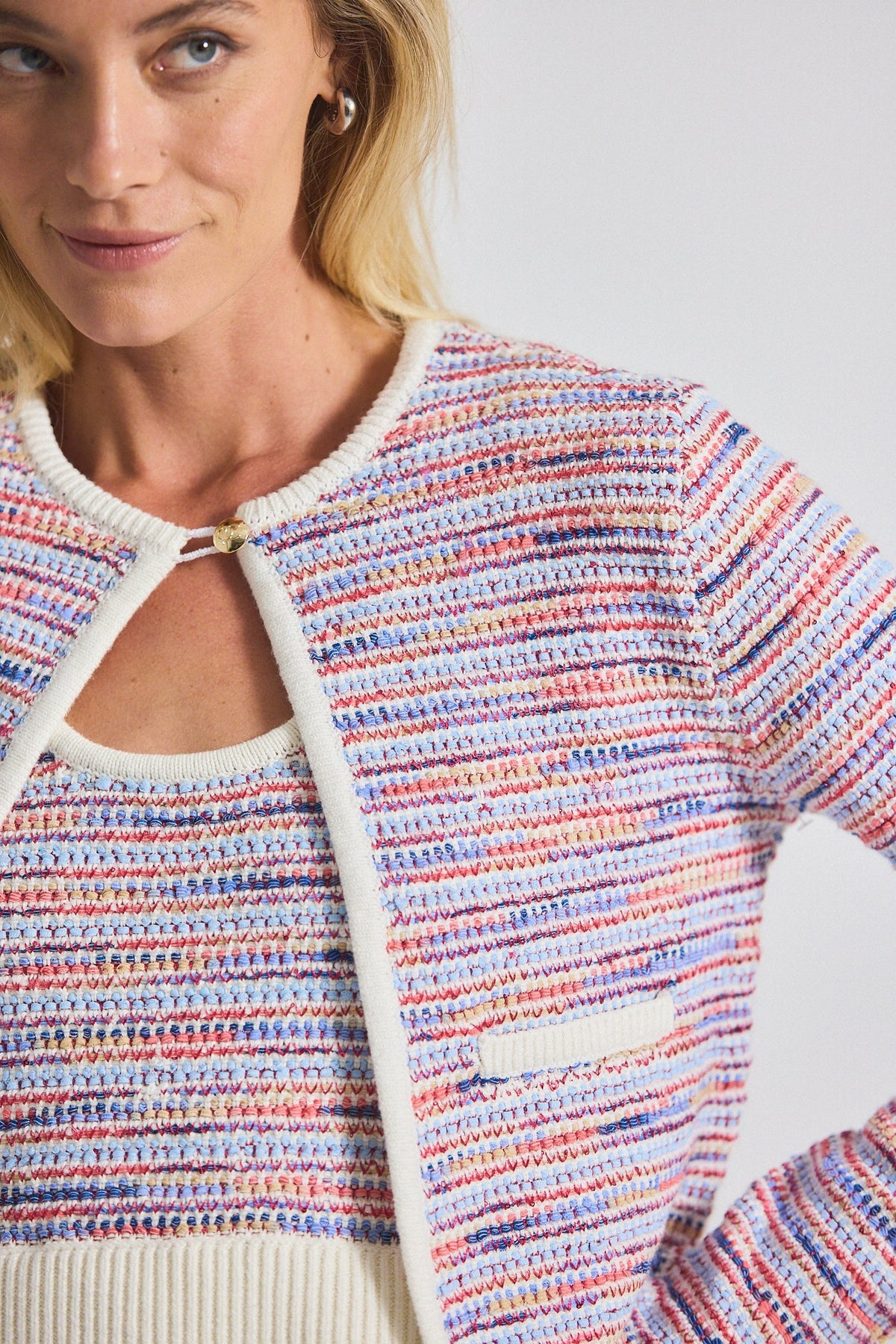 derek lam 10 crosby findley cardigan raspberry multi