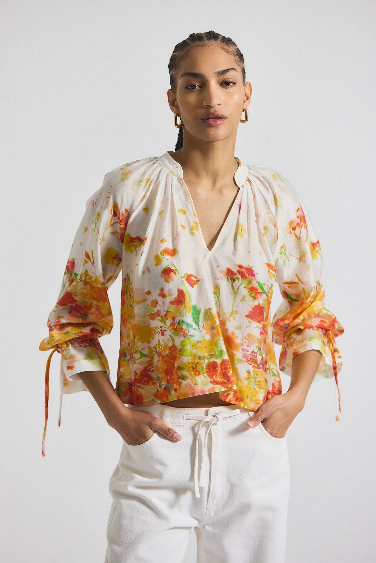 derek lam 10 crosby milon blouse white papaya
