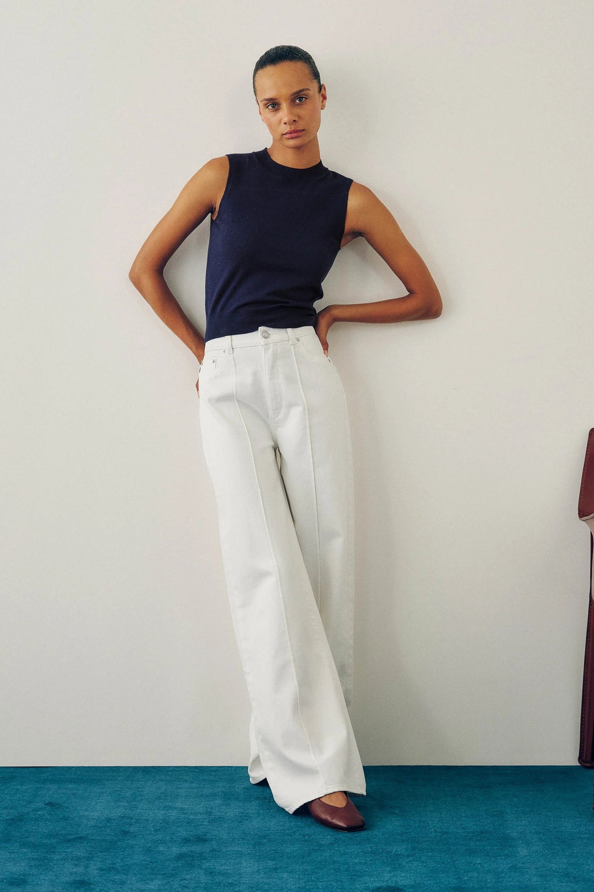 dl1961 hepburn wide leg white pintuck