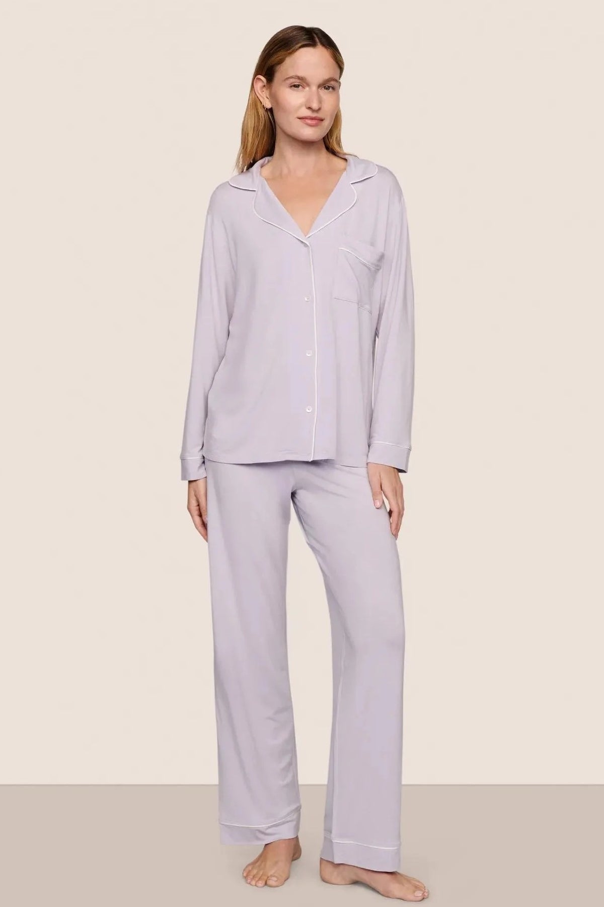 eberjey gisele long pj set thistle ivory