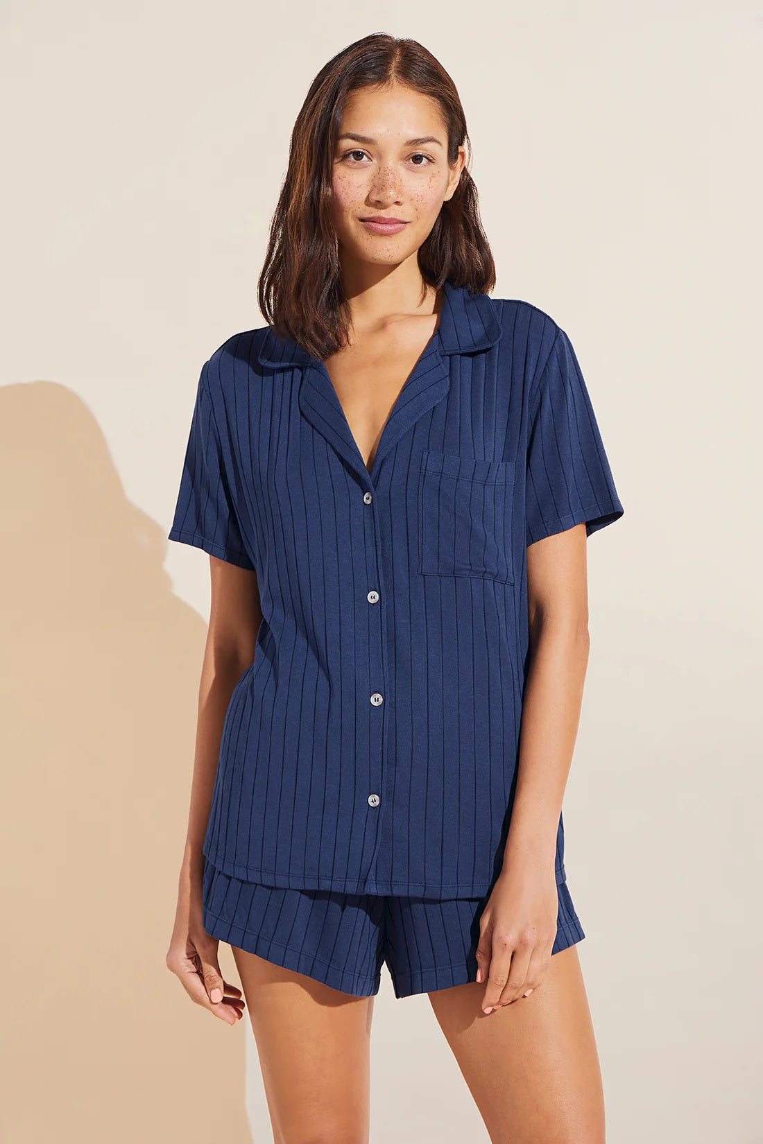 eberjey gisele rib relaxed short pj set navy