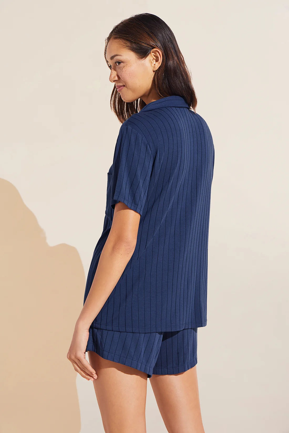 eberjey gisele rib relaxed short pj set navy