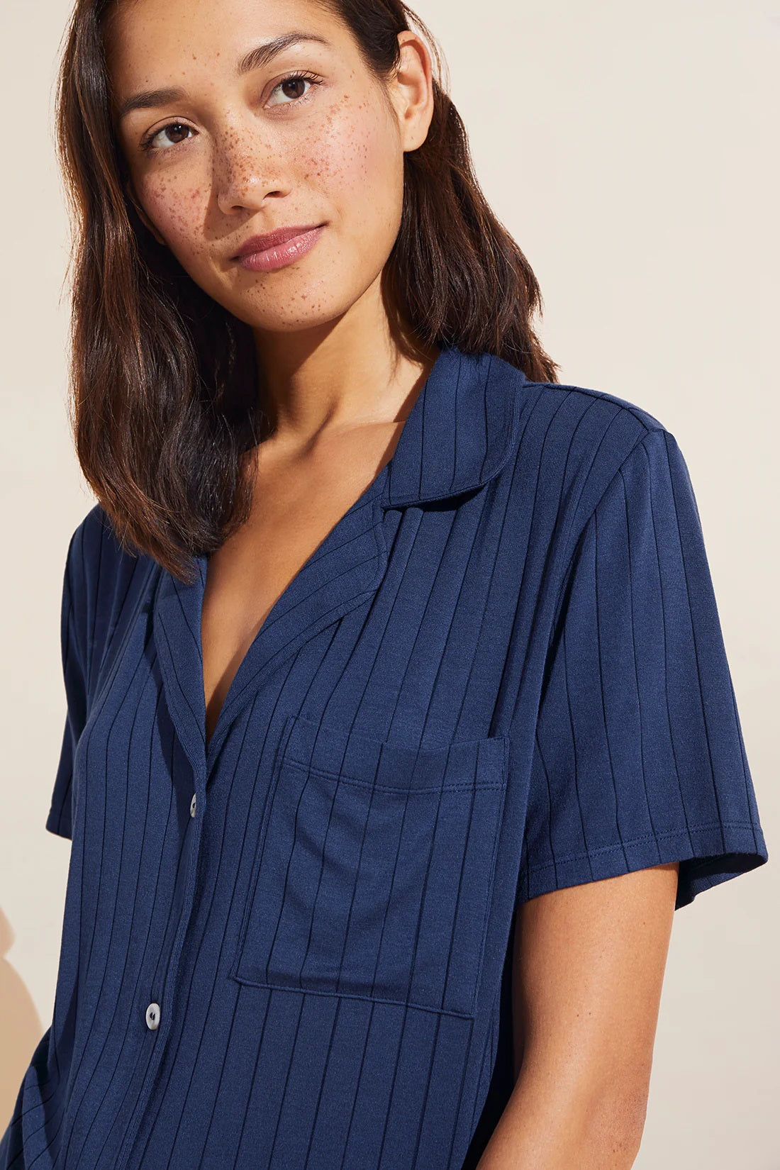 eberjey gisele rib relaxed short pj set navy