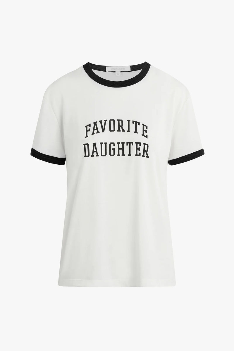 favorite daughter the collegiate ringer tee white black