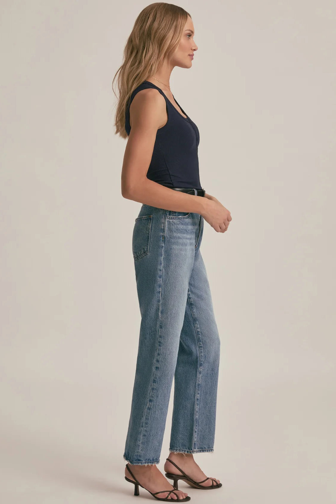 favorite daughter ribbed henley tank navy