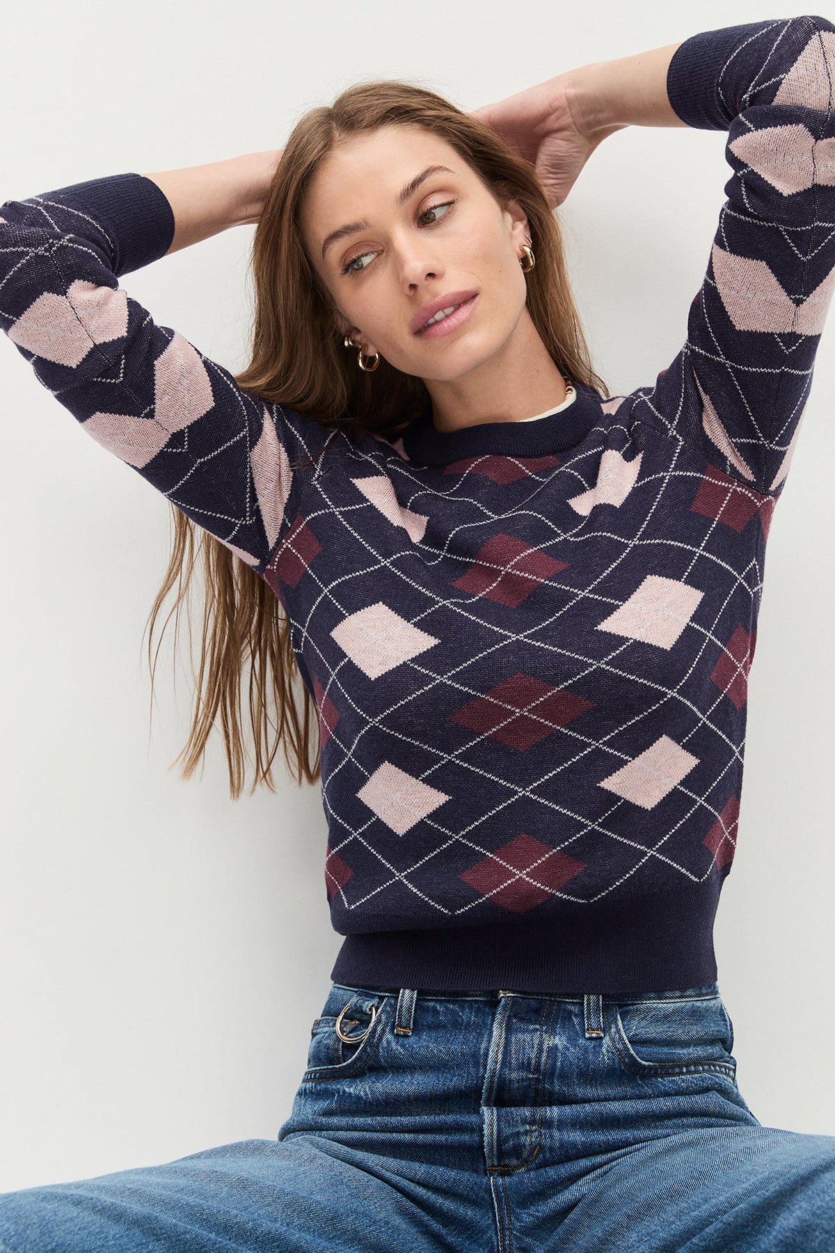 favorite daughter the henry sweater navy argyle