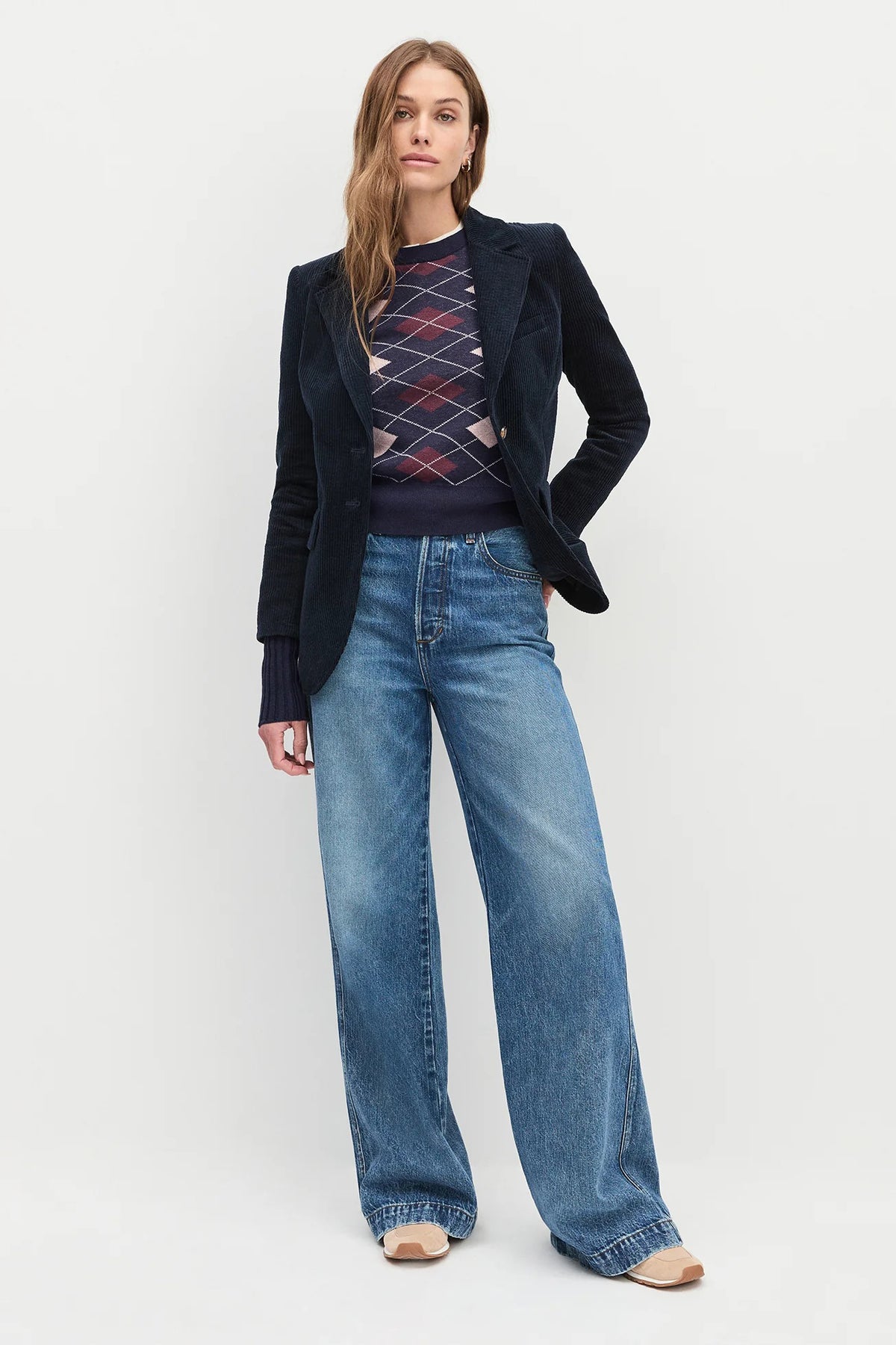 favorite daughter the henry sweater navy argyle