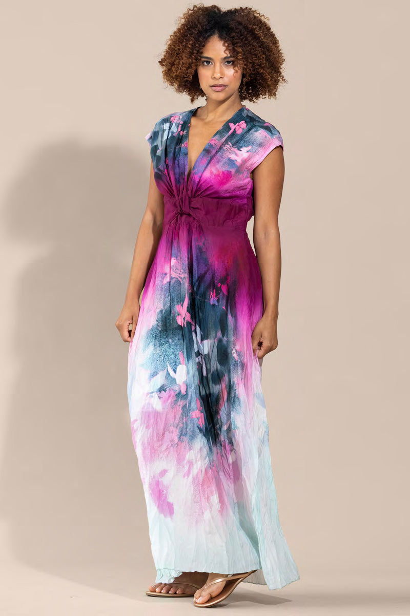 go silk go crinkle cut twist dress 0 / gradient garden